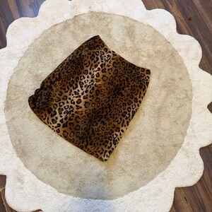 M.D.L. Leopard Print Mini Skirt Faux Fur Animal Print Size 6 Lined Chic